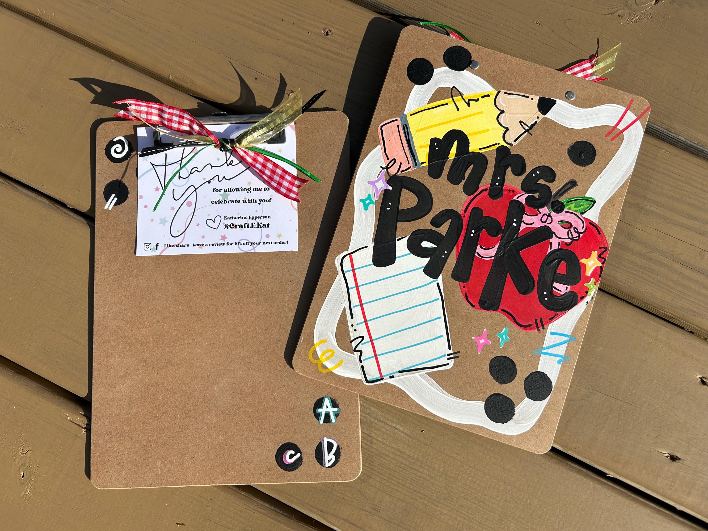 Clipboard - School Trio Theme (Apple, Paper, Pencil)