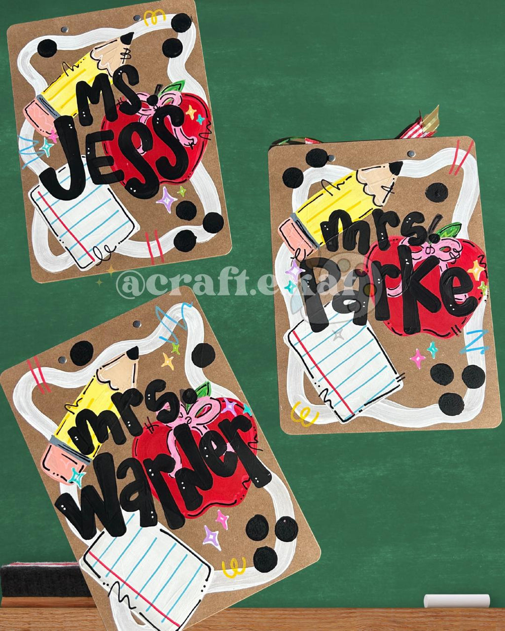 Clipboard - School Trio Theme (Apple, Paper, Pencil)