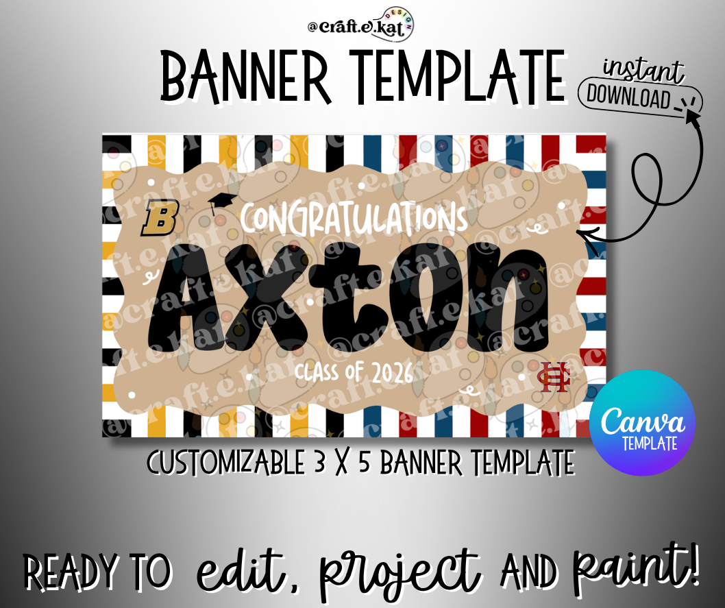 Customizable Graduation Banner Template High School to College – Canva, 3x5 Instant Digital Download