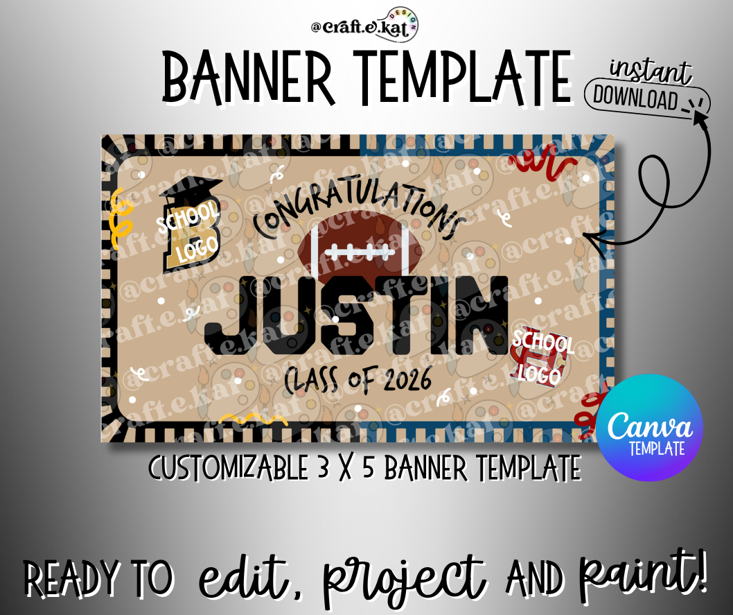 Graduation Banner - Sports - Instant Digital Download - Canva Template