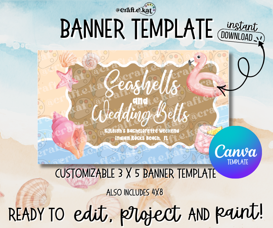 Seashells and Wedding Bells - Canva Digital Template